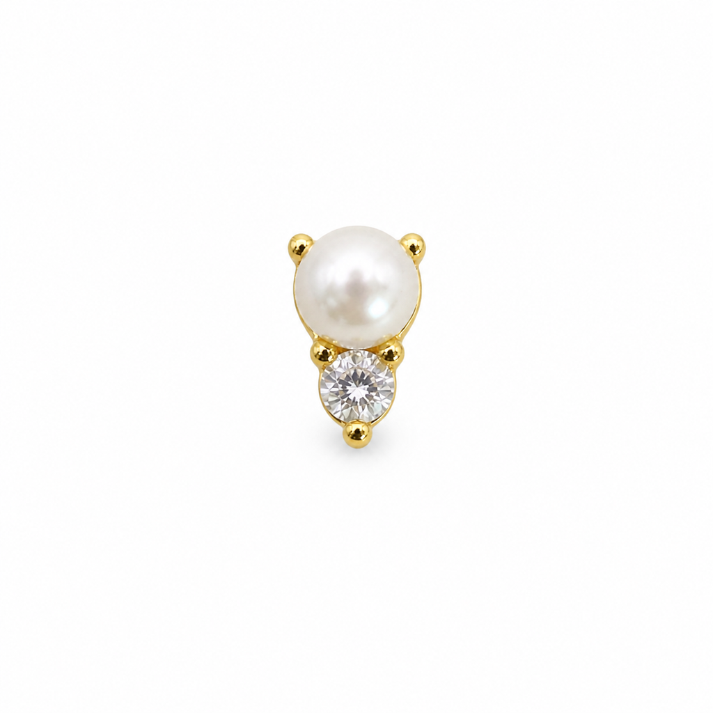 Pearl Crystal Screwback Earring