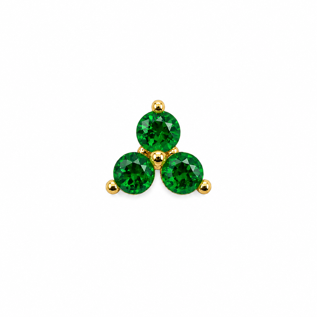 Triple Green Crystal Screwback Earring