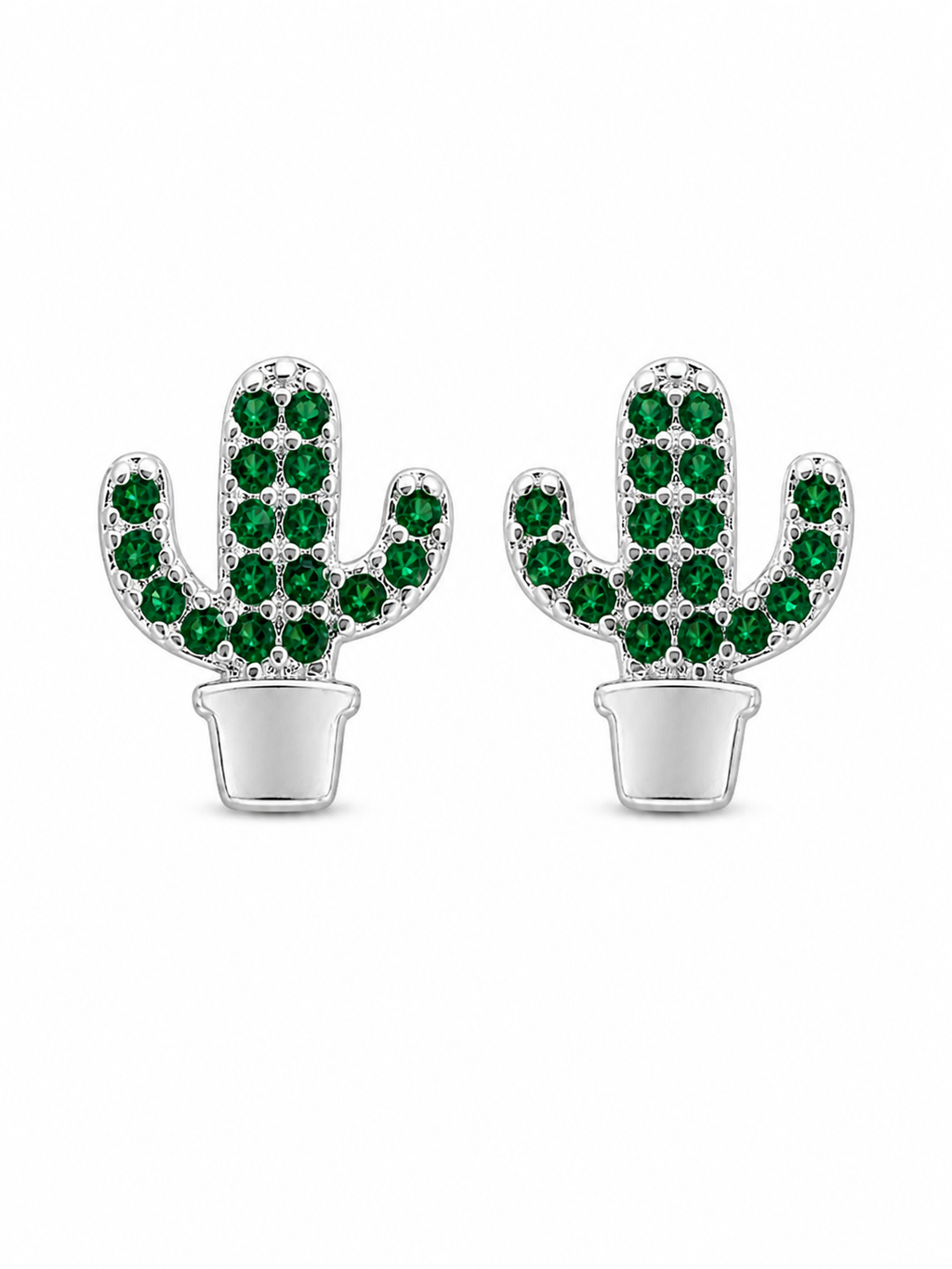 Crystal Cactus Stud Earrings