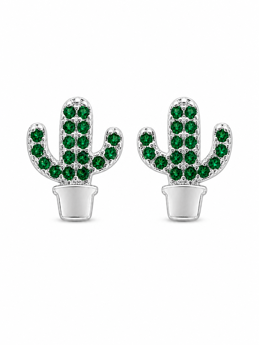Crystal Cactus Stud Earrings