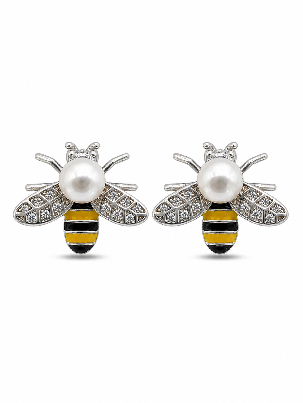 Pearl Bumblebee Stud Earrings