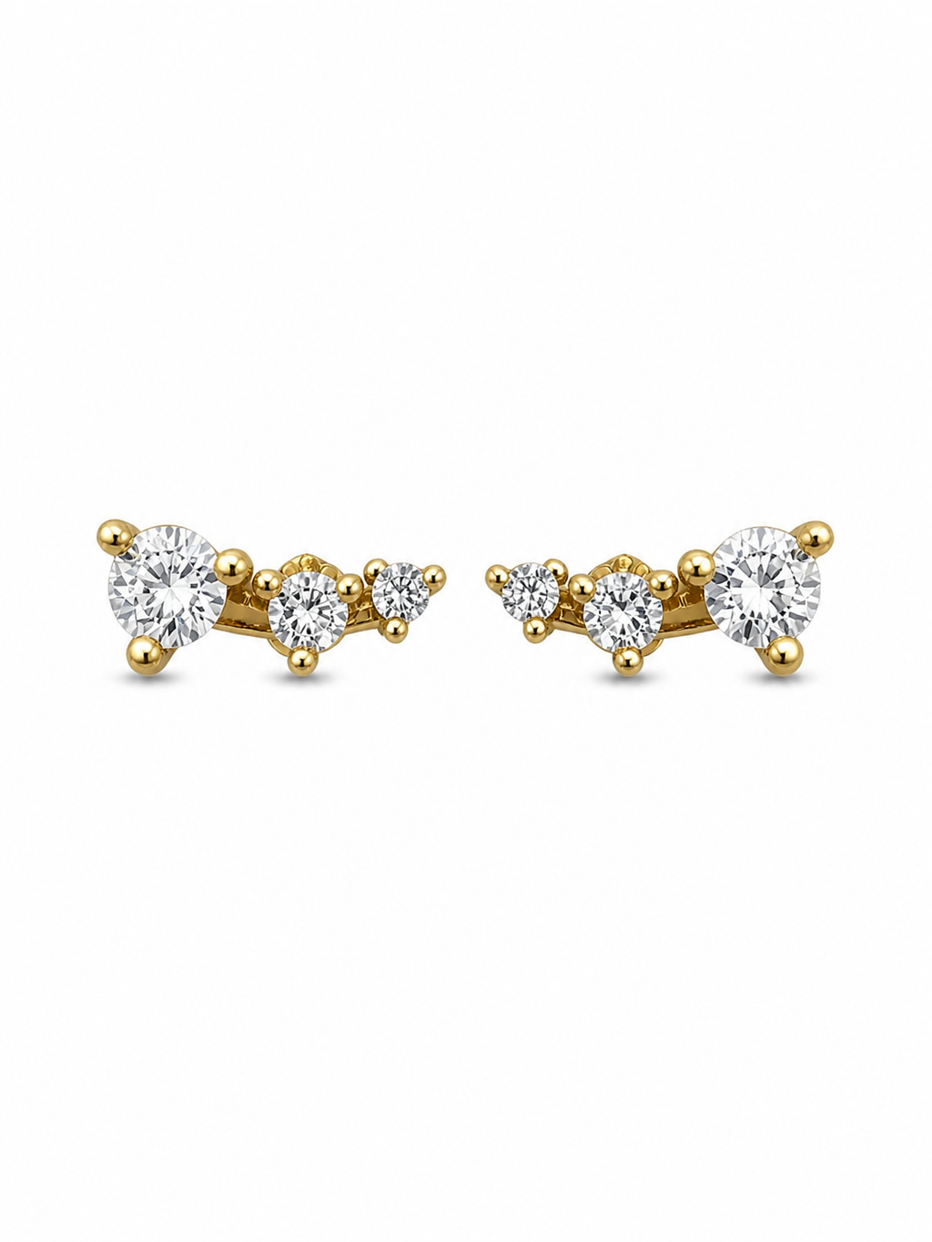 Drop Crystal Gold Stud Earrings