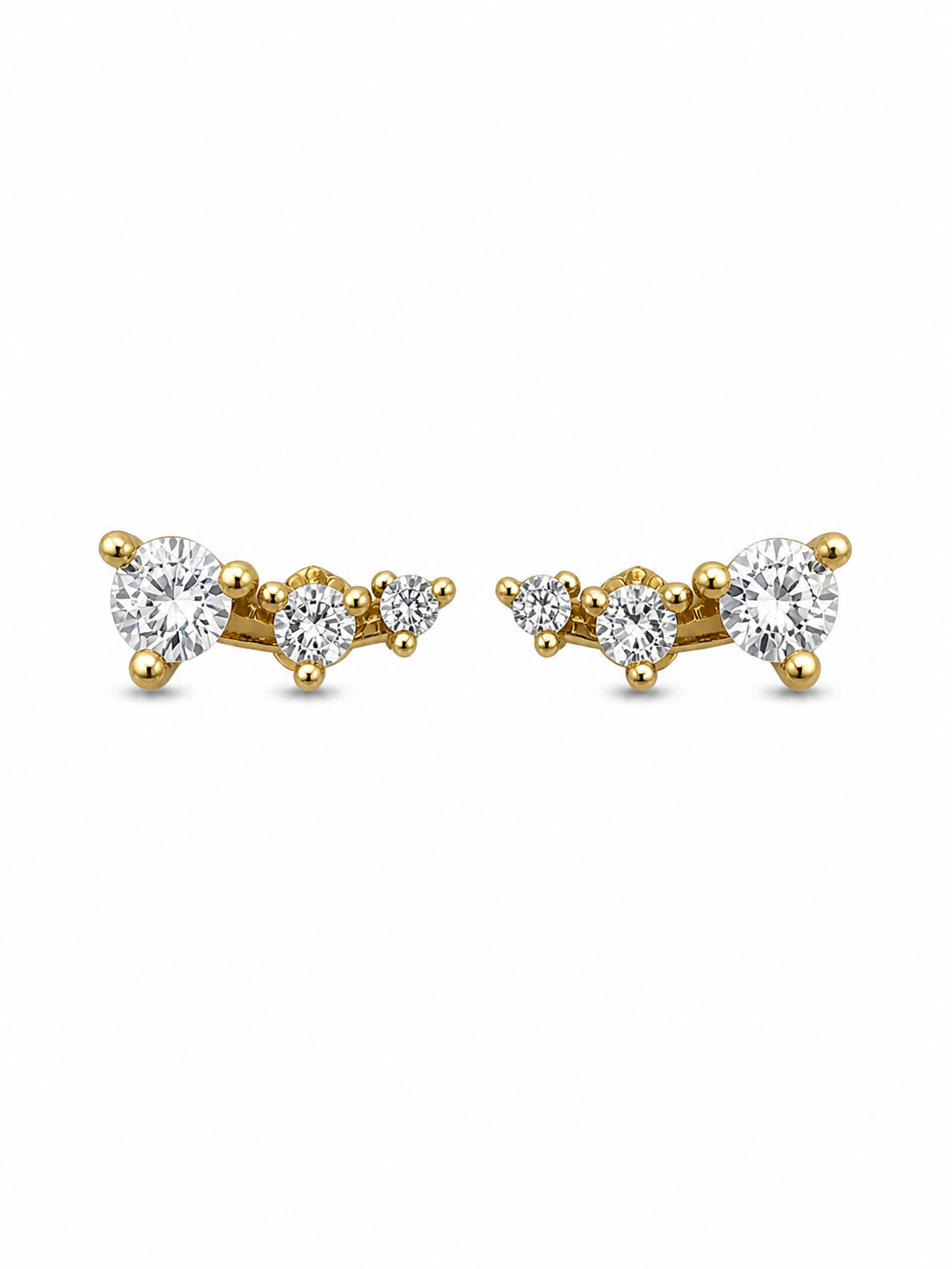 Drop Crystal Gold Stud Earrings