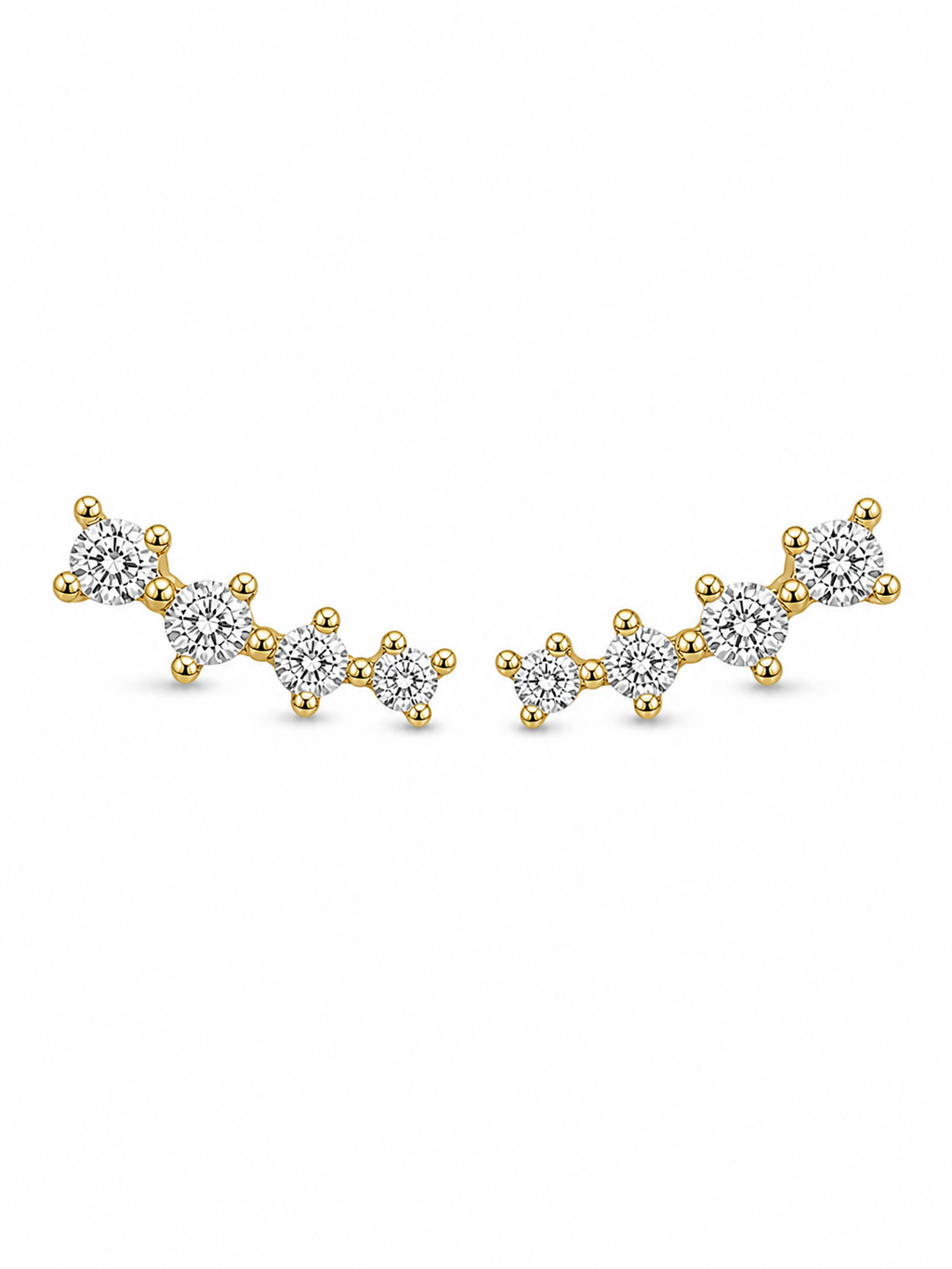Long Drop Crystal Gold Stud Earrings