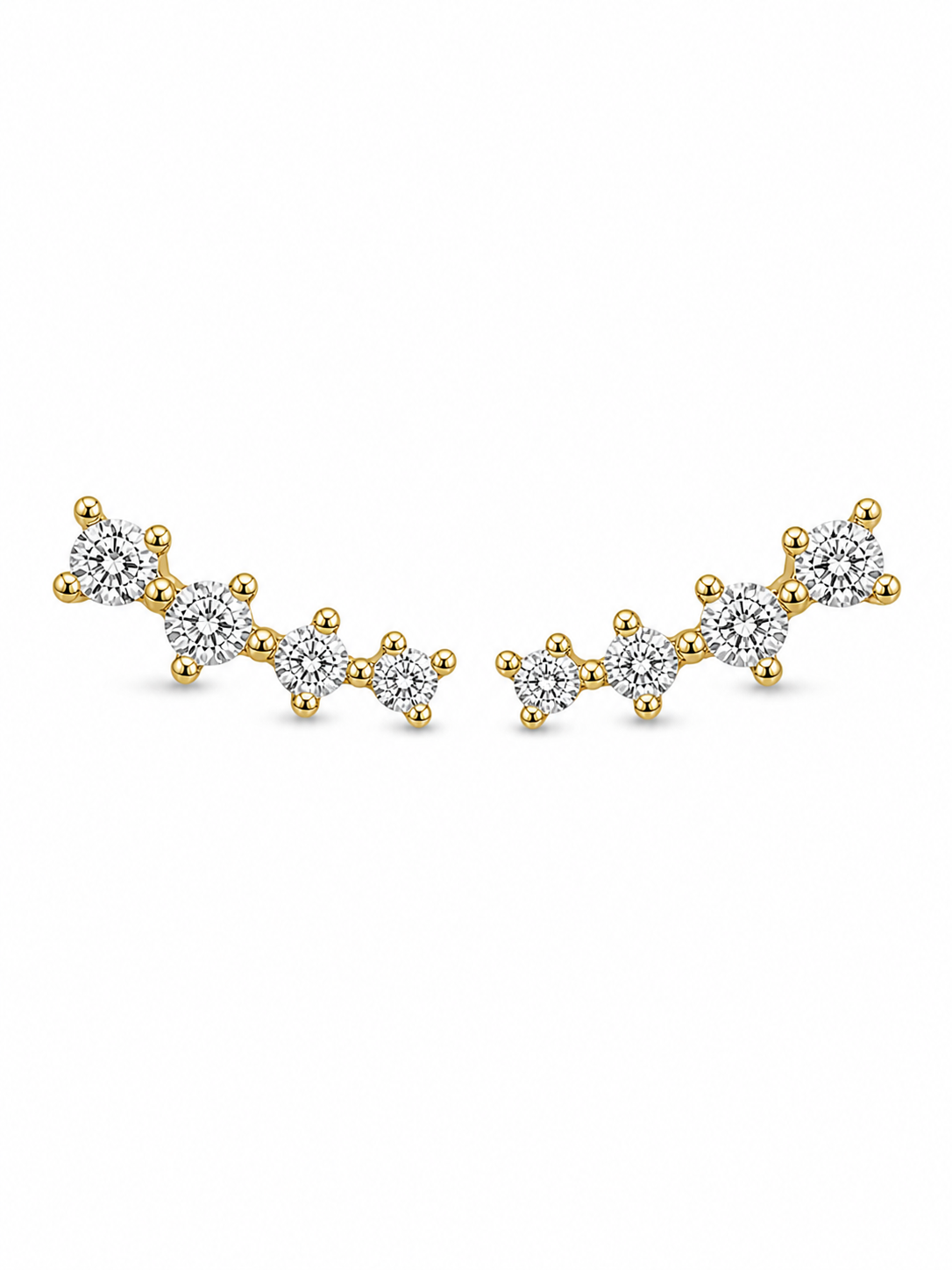 Long Drop Crystal Gold Stud Earrings
