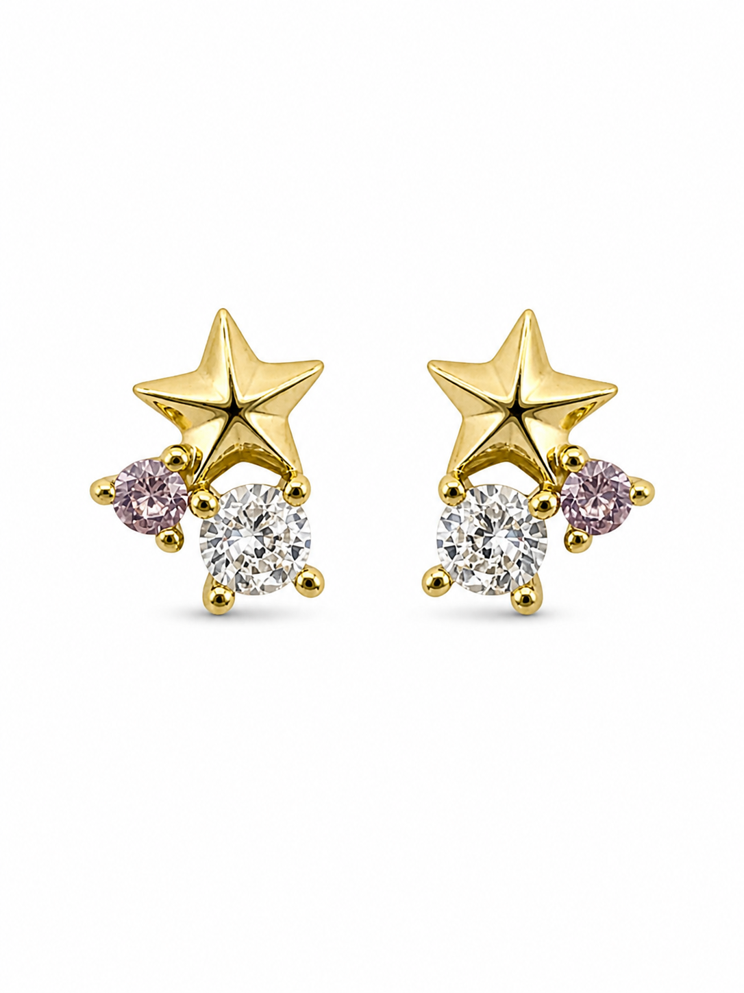 Crystal Star Gold Stud Earrings