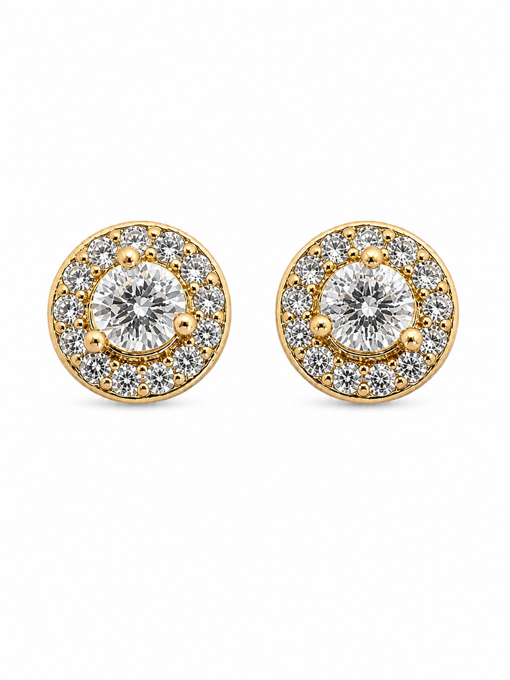 Medium Crystal Gold Stud Earrings
