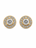 Medium Crystal Gold Stud Earrings