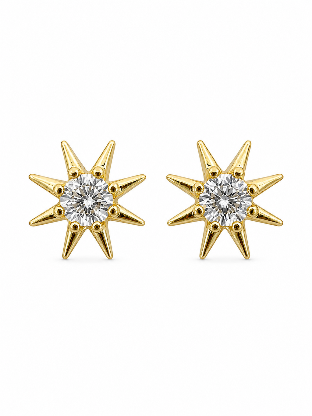 Medium Crystal Gold Stud Earrings
