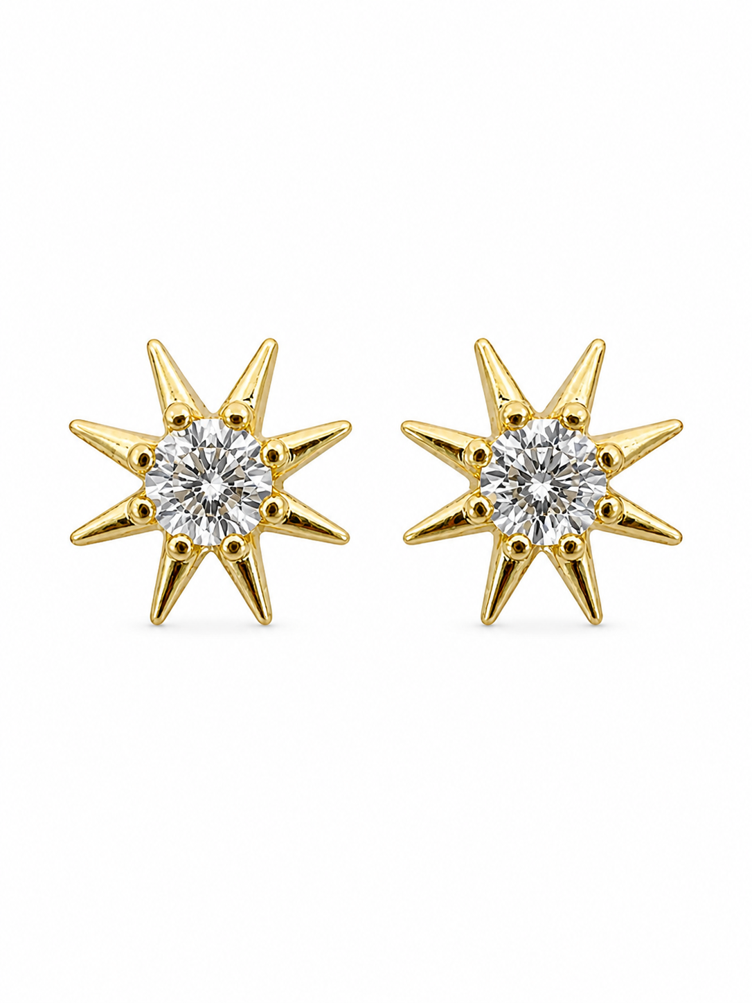 Medium Crystal Gold Stud Earrings