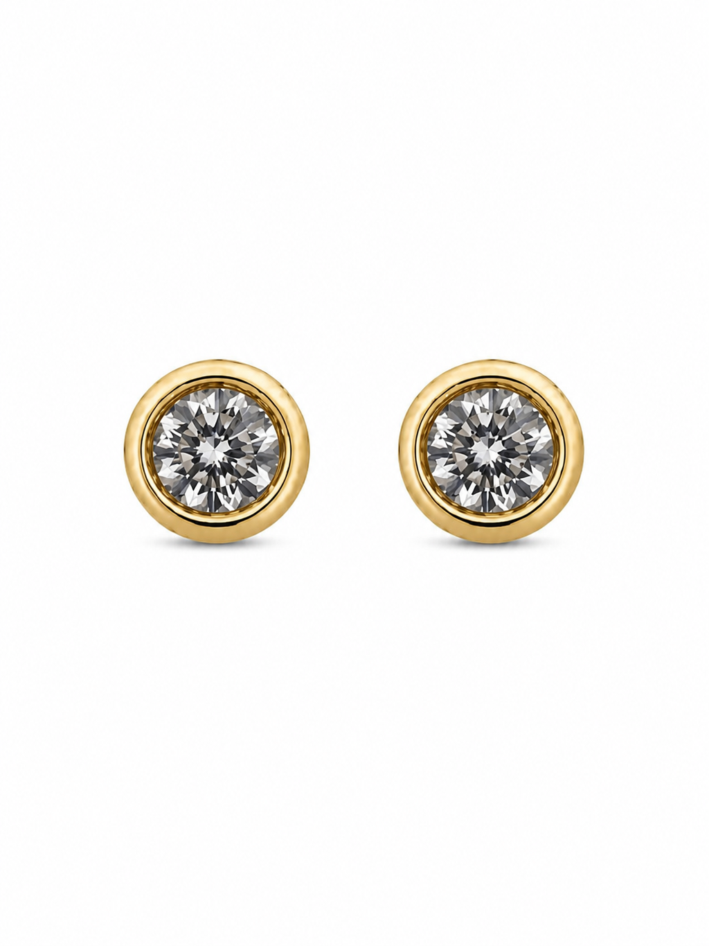 Petite Bezel Crystal Gold Stud Earrings