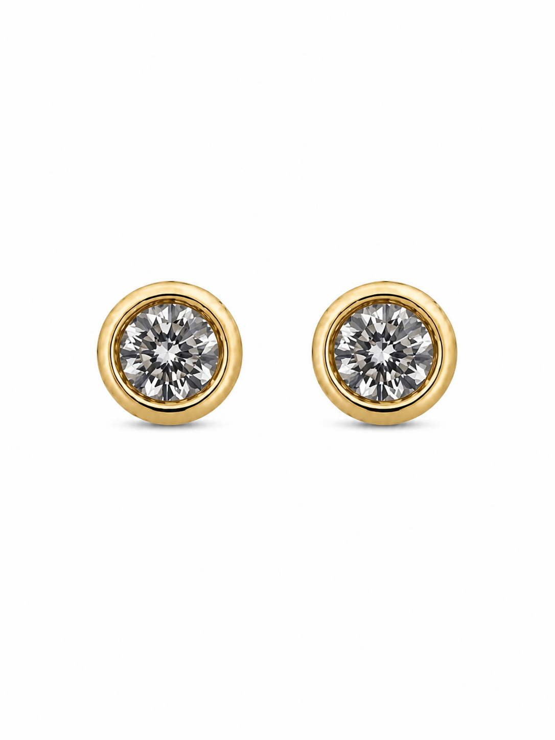 Petite Bezel Crystal Gold Stud Earrings