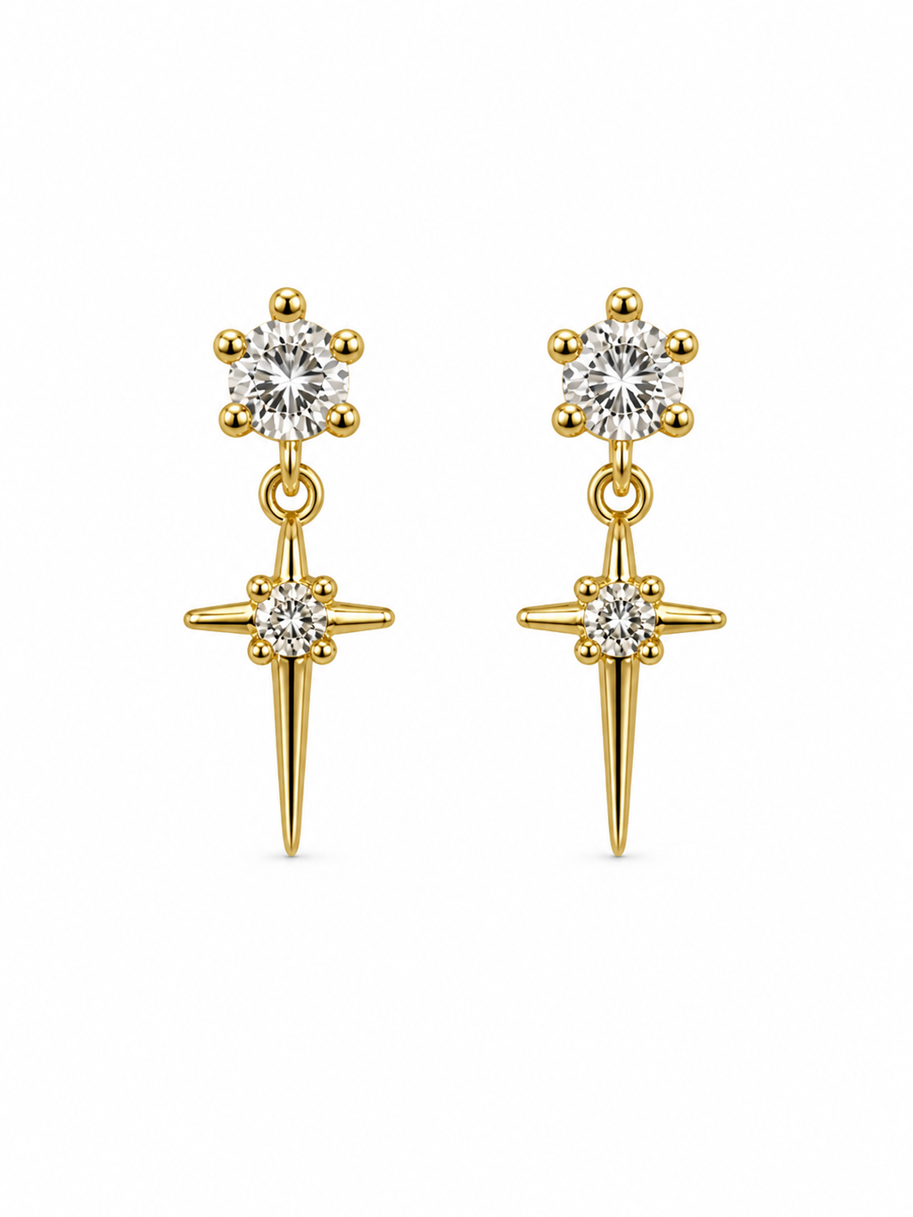 Crystal Gold Stud Earrings