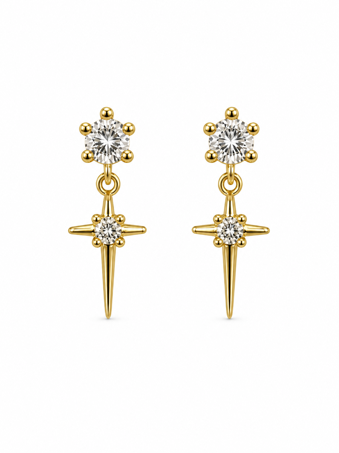 Crystal Gold Stud Earrings