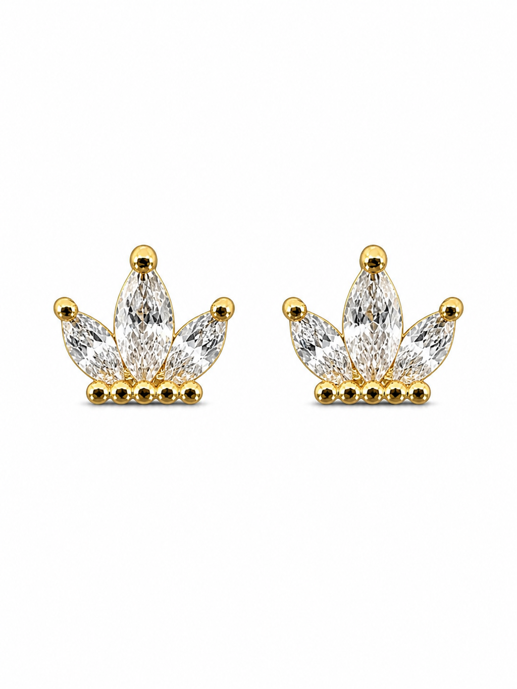 Crystal Gold Stud Earrings
