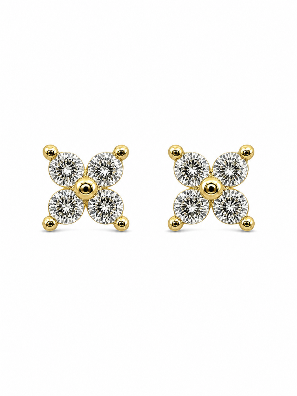 Small Crystal Gold Stud Earrings