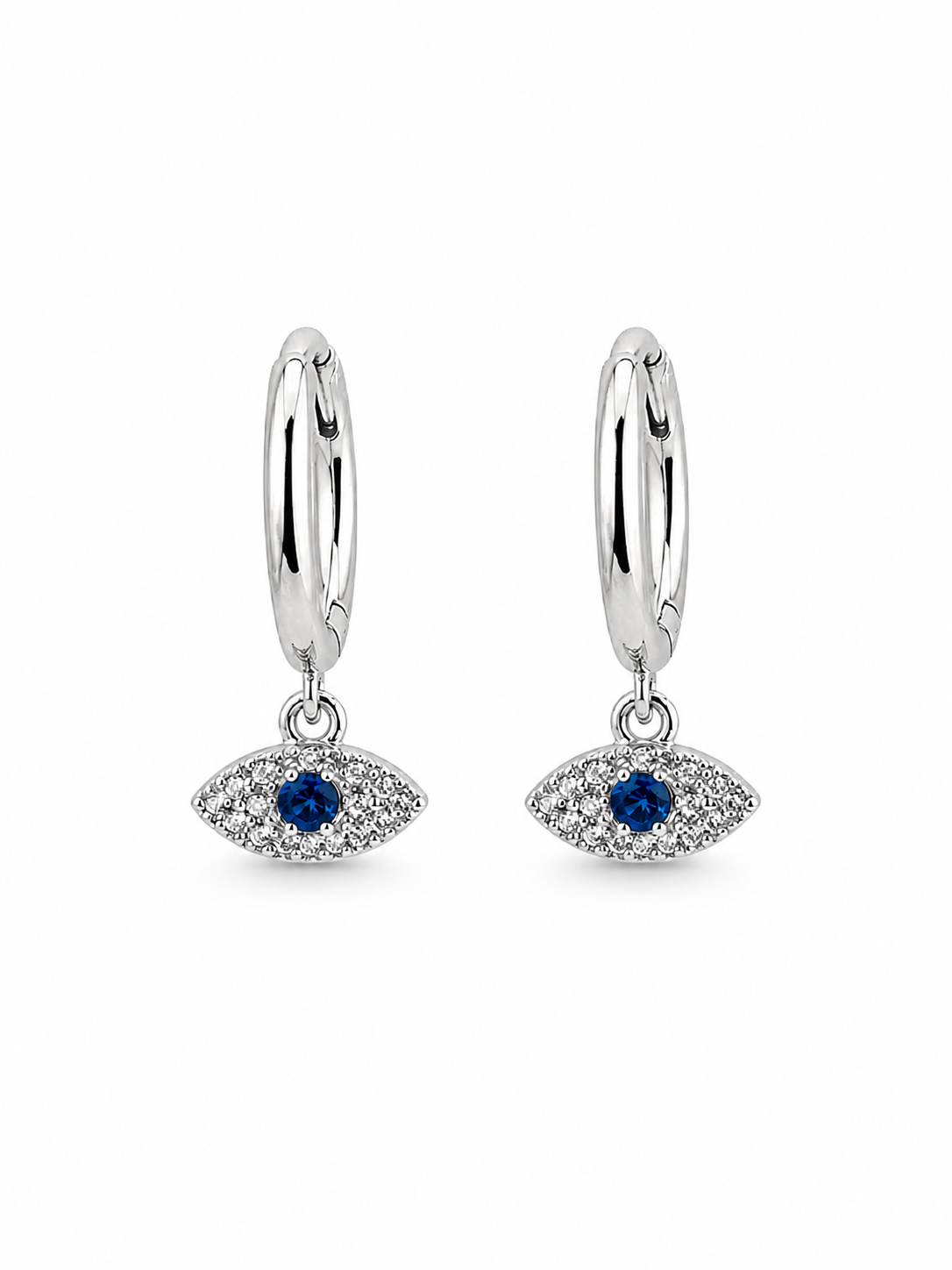 Aegean Eye Drop Huggies in Silver