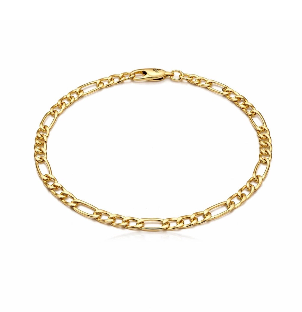 Solid 10k Gold Figaro Chain Bracelet