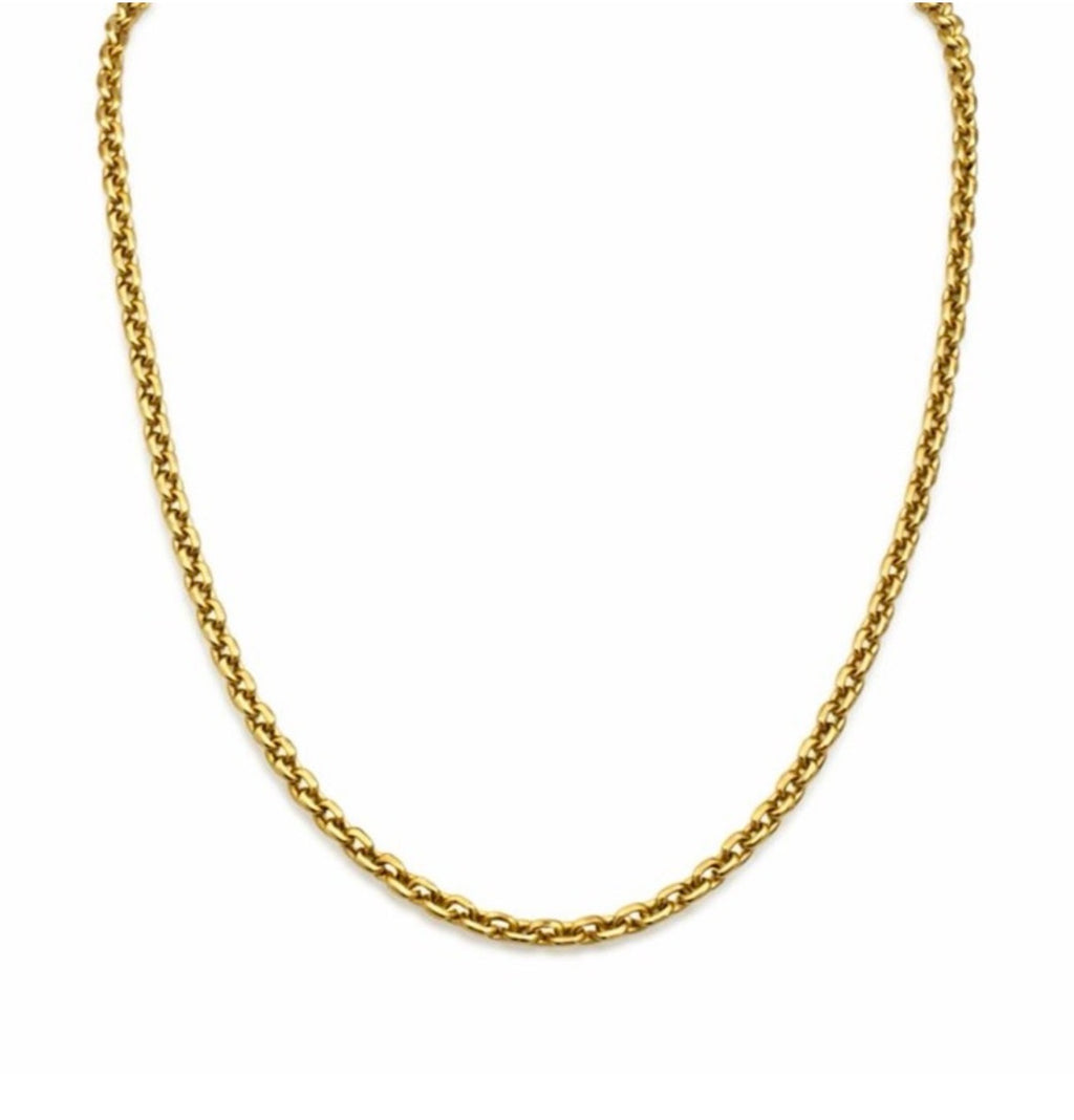 Solid 14k Gold Diamond Cut Rolo Chain