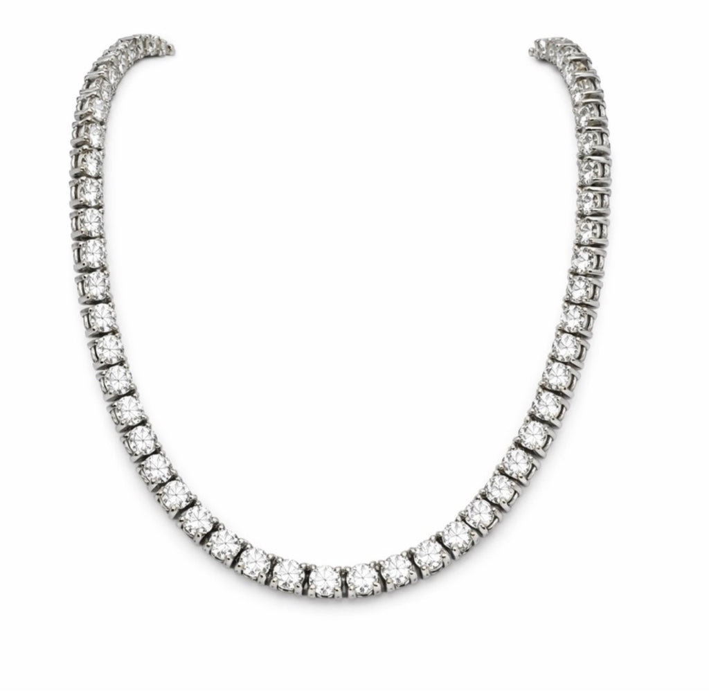 15.0 CT Silver Moissanite Tennis Necklace