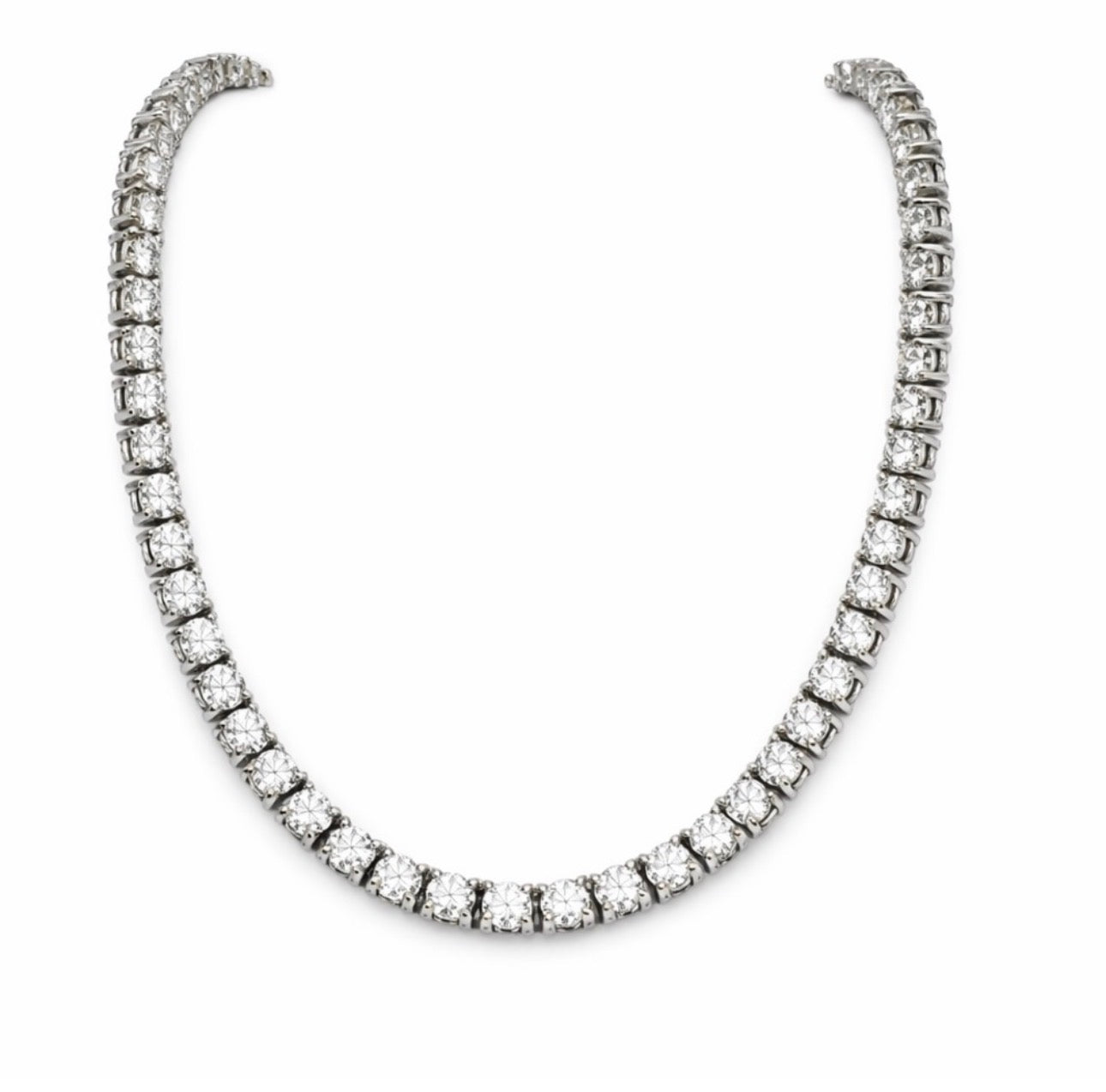 15.0 CT Silver Moissanite Tennis Necklace