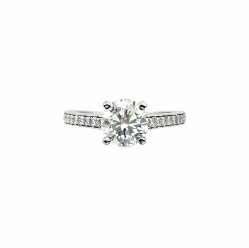 1.17 CT Moissanite Solitare w/ Pave Band