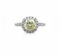 4.1 Moissanite Solitaire Cut Yellow with Pavé Halo & Eternity Band