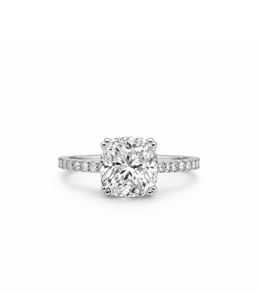 4.20 CT Moissanite Cushion Cut & Pavé
