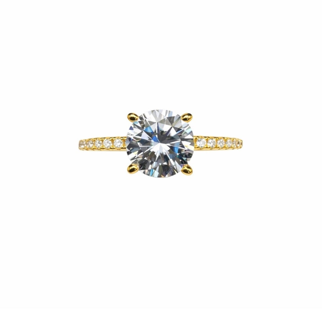 4.3 CT Moissanite Solitare Cut & Pavé Band