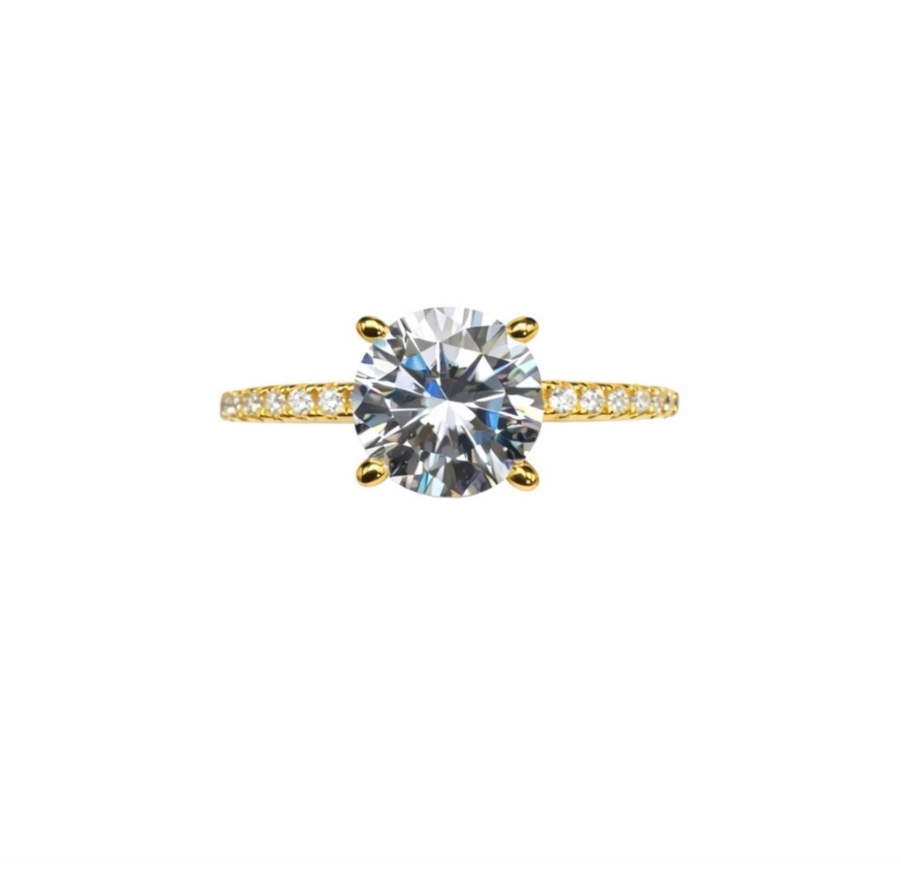 4.3 CT Moissanite Solitare Cut & Pavé Band