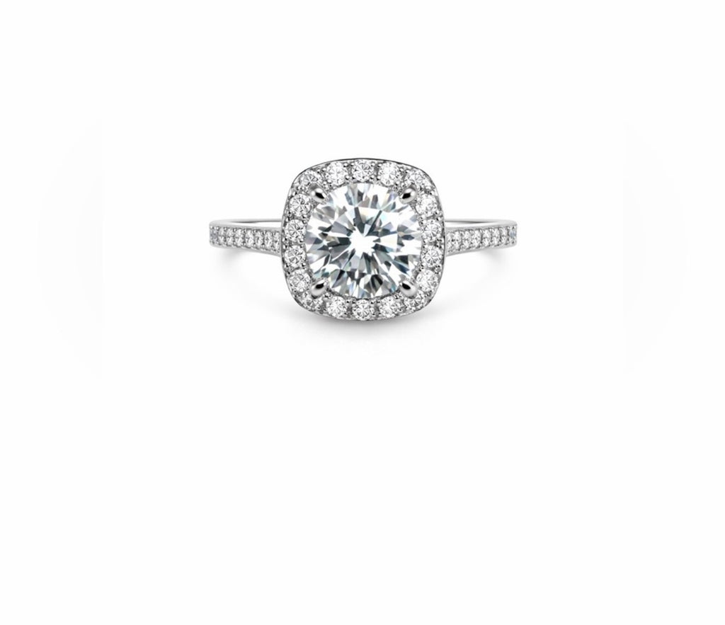 2.54 CT Moissanite Pavé Solitare Ring