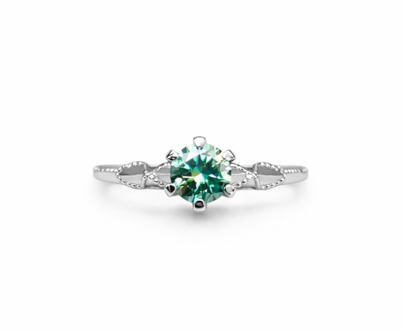 1.0 CT Alexandrite-Color Moissanite Ring