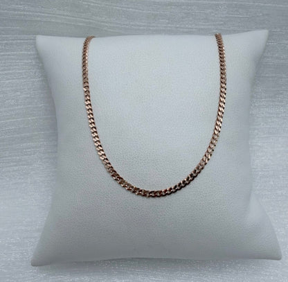 Flat Cuban Link Chain Rose Gold/Sterling Silver