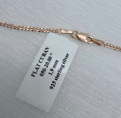 Flat Cuban Link Chain Rose Gold/Sterling Silver