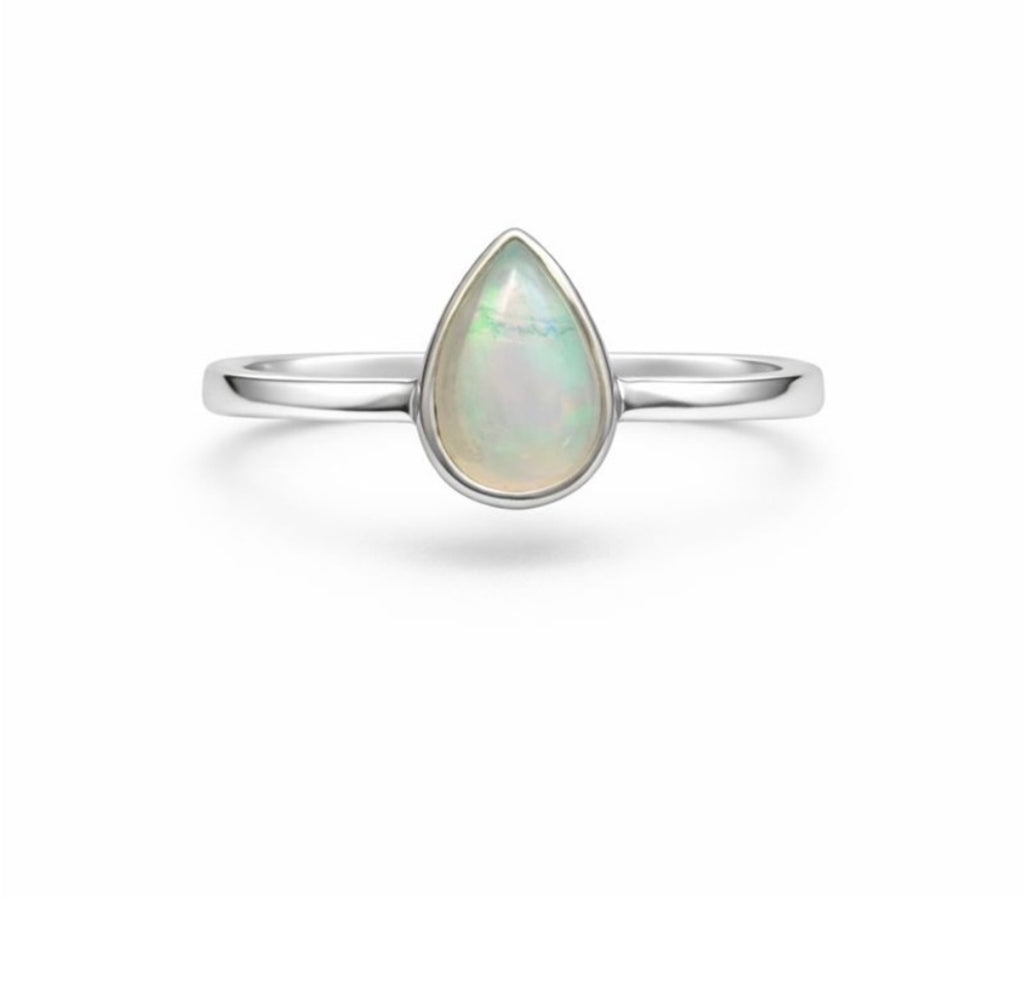 Teardrop Ethiopian Opal Ring
