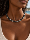 Black Shell Disk Beaded Necklace | Custom Made To Order