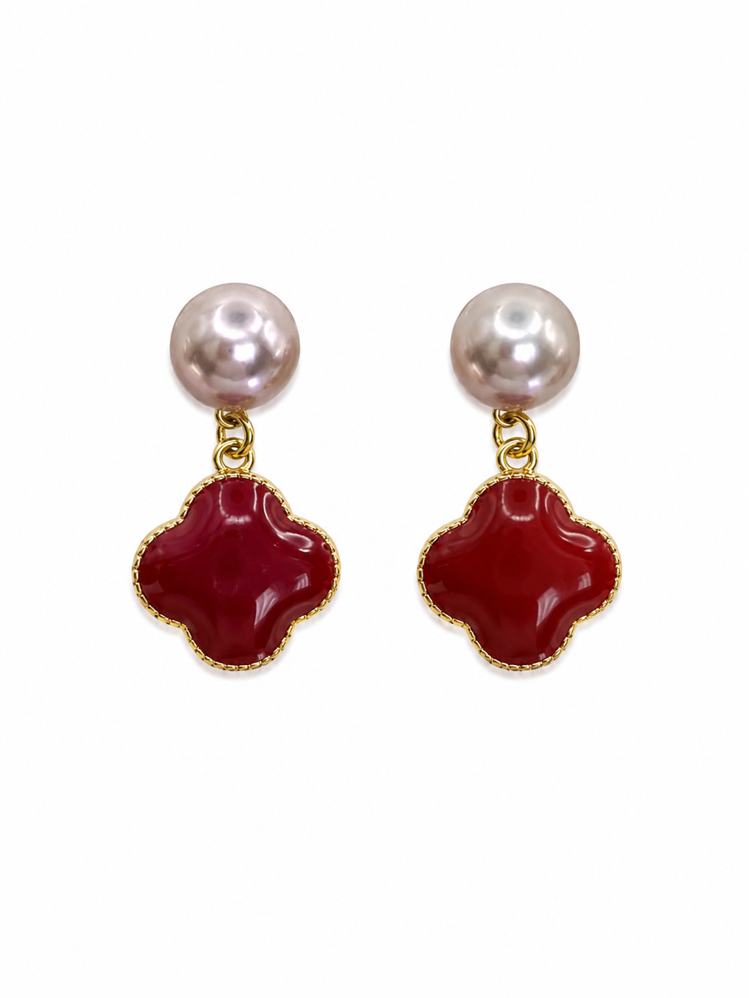 Freshwater Pearl Clover Dangle Earrings