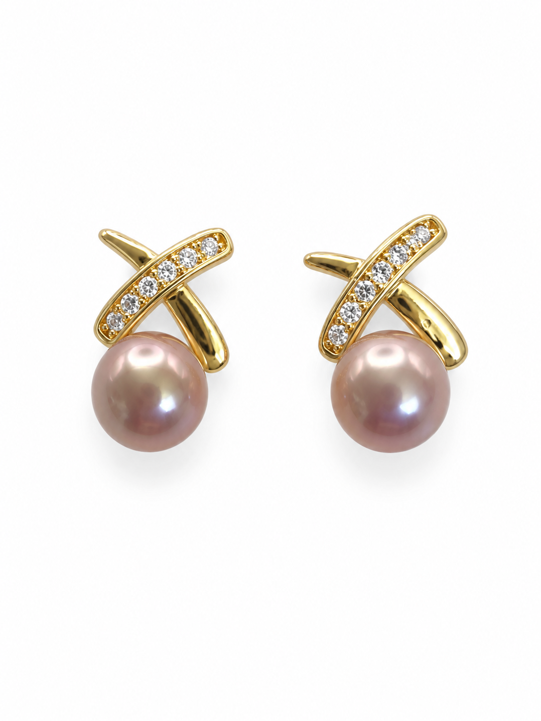 Pink Pearl Criss Cross Earrings