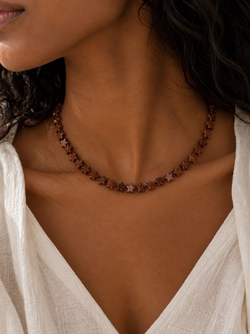 Goldstone Star Beaded Necklace | Custom Made To Order