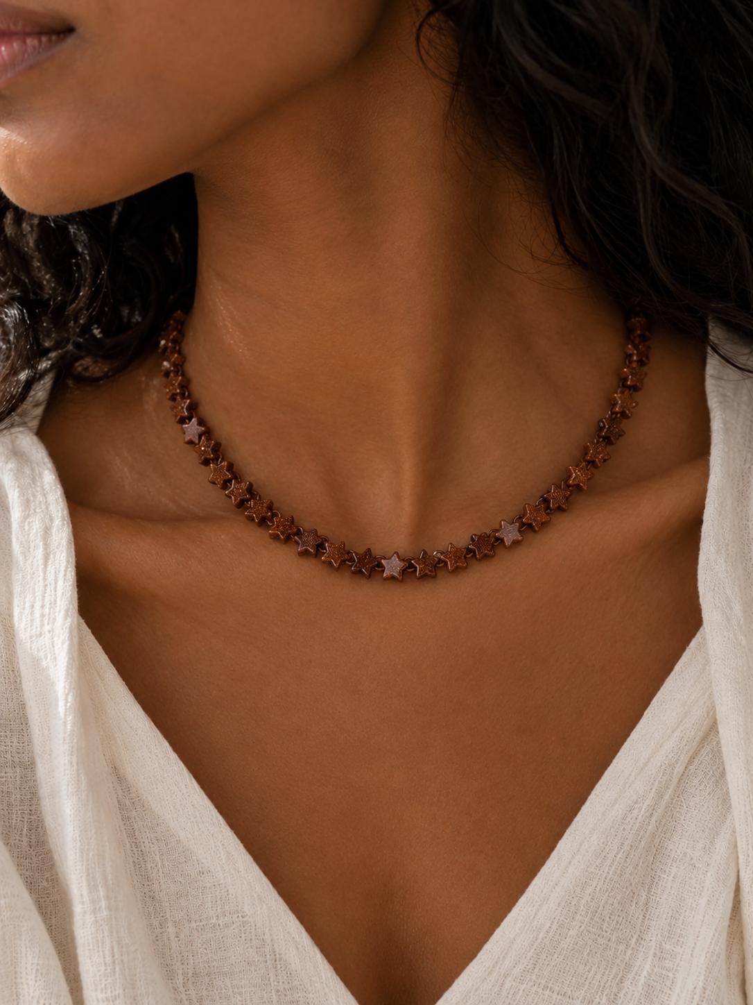 Goldstone Star Beaded Necklace | Custom Made To Order