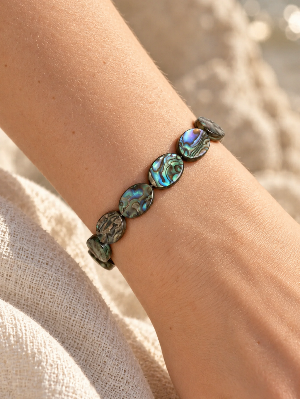 Abalone Oval Beaded Bracelet | Custom Made To Order