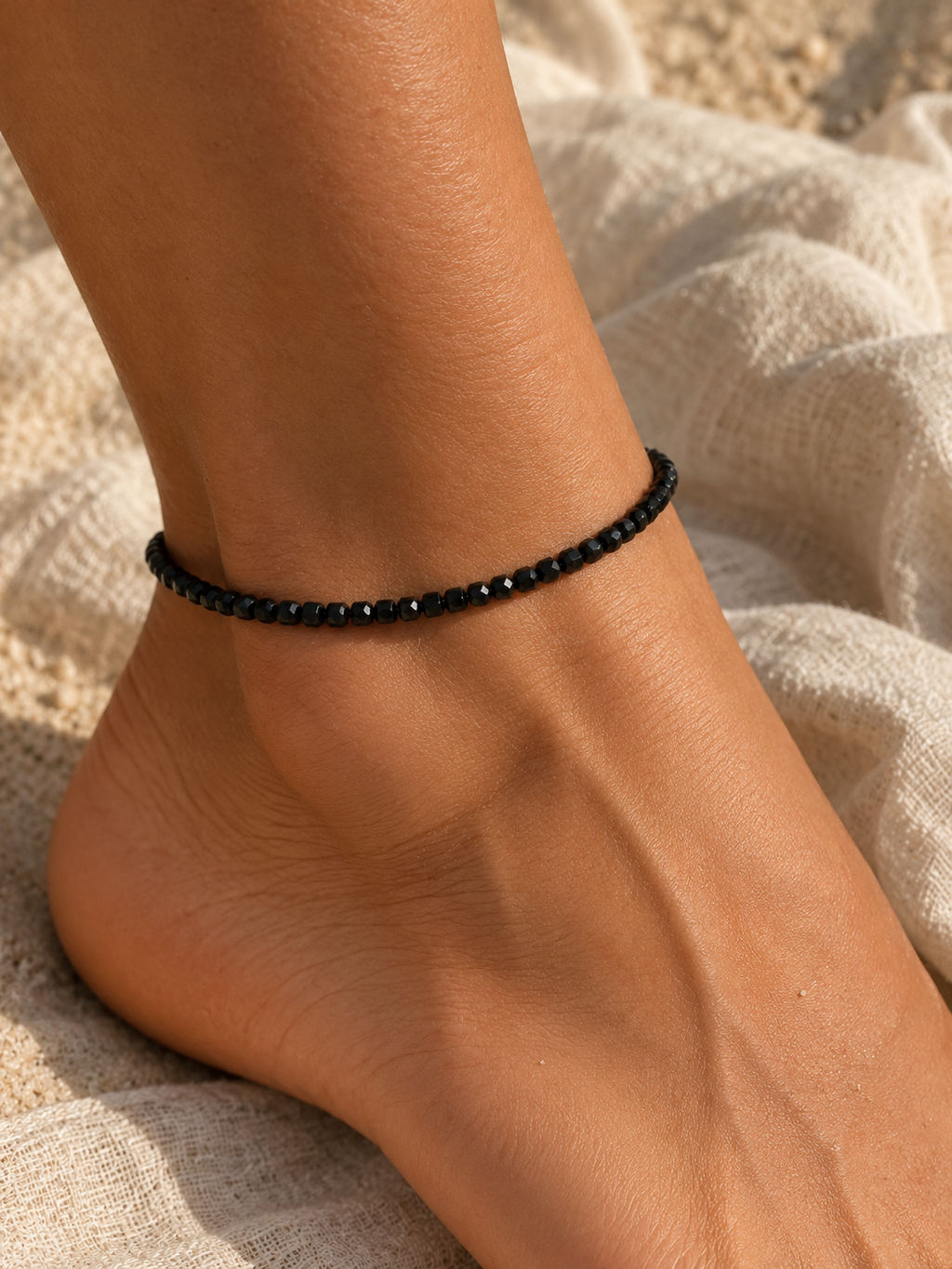 Black Spinel Faceted Cube Beaded Bracelet | Custom Made To Order
