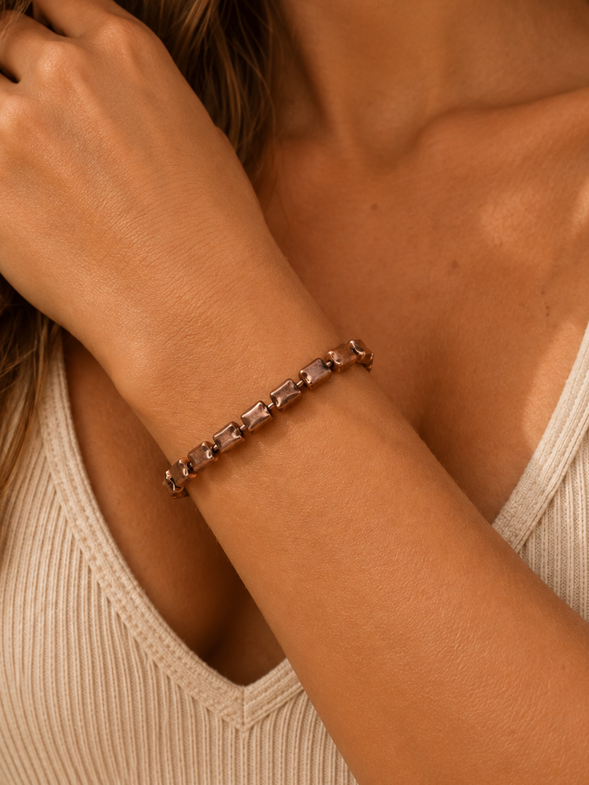 Copper Rectangular Beaded Bracelet | Custom Made To Order