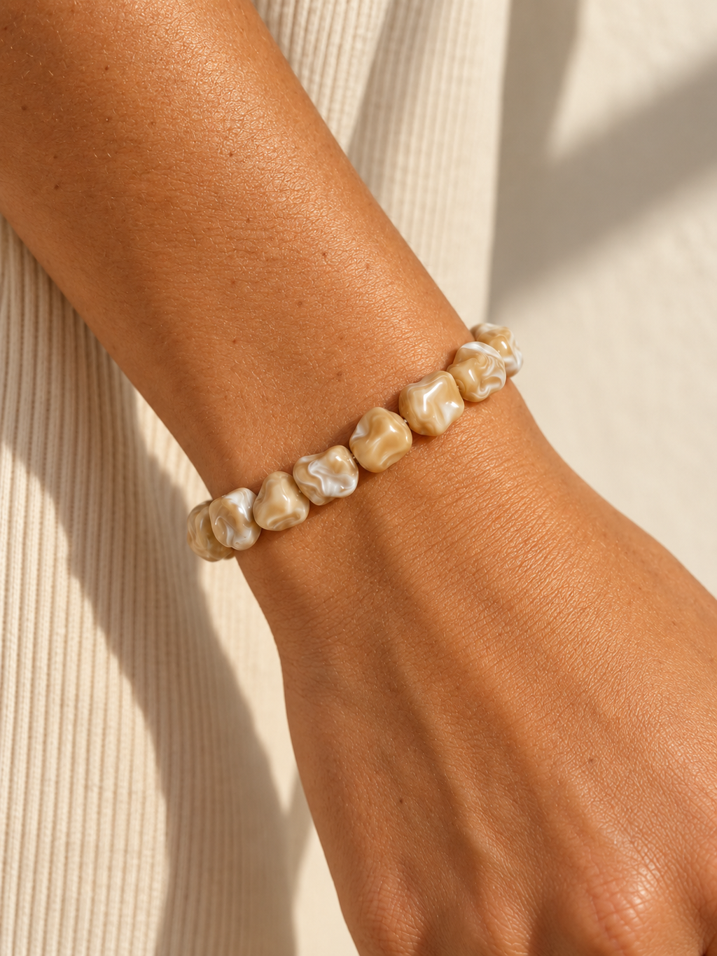 Mother of Pearl Freeform Beaded Bracelet | Custom Made To Order