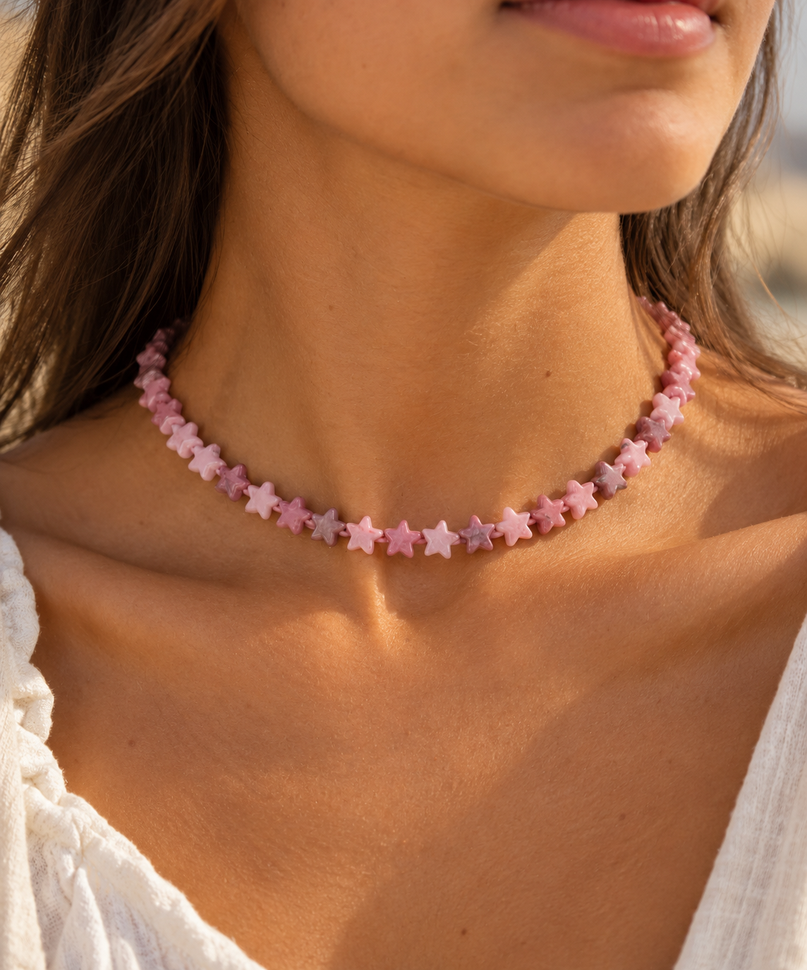Rhodonite Star Beaded Necklace | Custom Made To Order