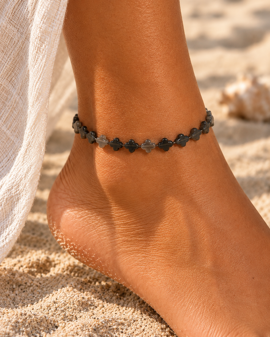 Ice Obsidian Clover Beaded Bracelet | Custom Made To Order