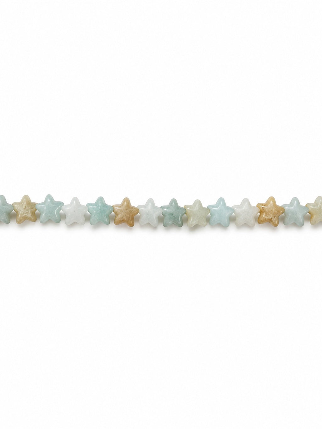 Amazonite star beads on white background