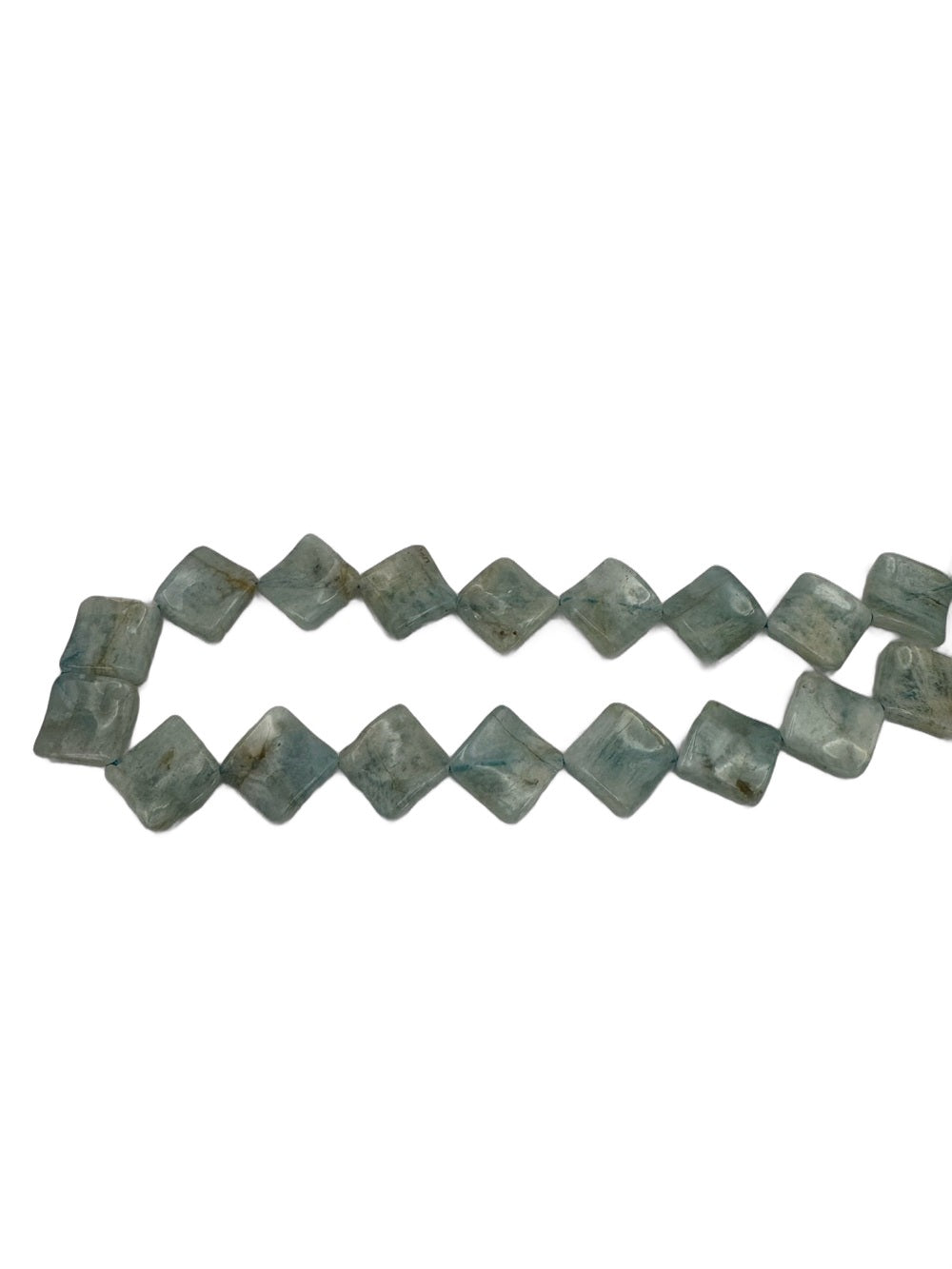 Aquamarine square bead strand on white
