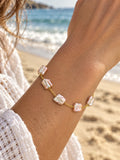 Baroque freshwater pearl bracelet on wrist at the beach