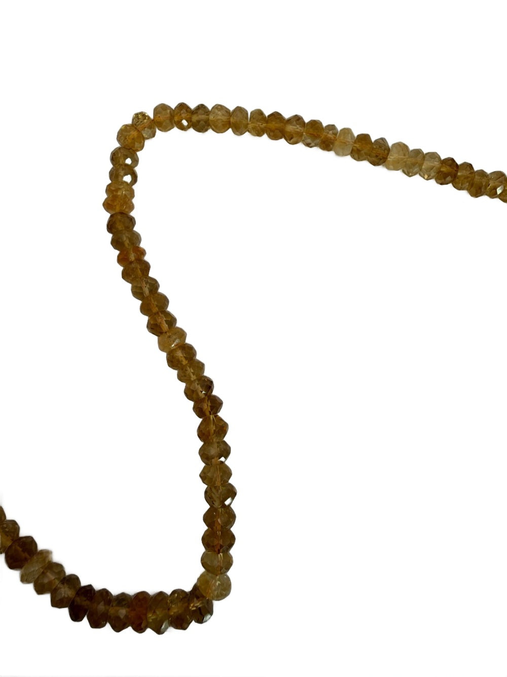 Citrine rondelle bead strand on white